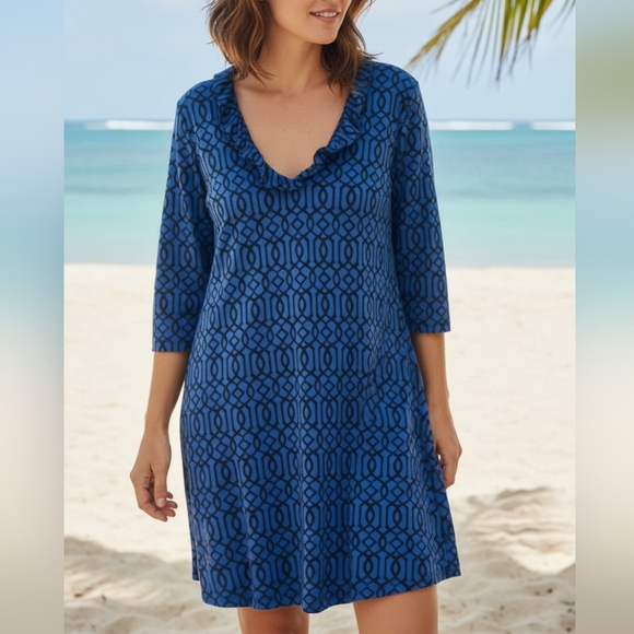 LuLu B - Purple A-LINE Dress W/Black Geometric Design, Lined, Nylon &... - Picture 10 of 10